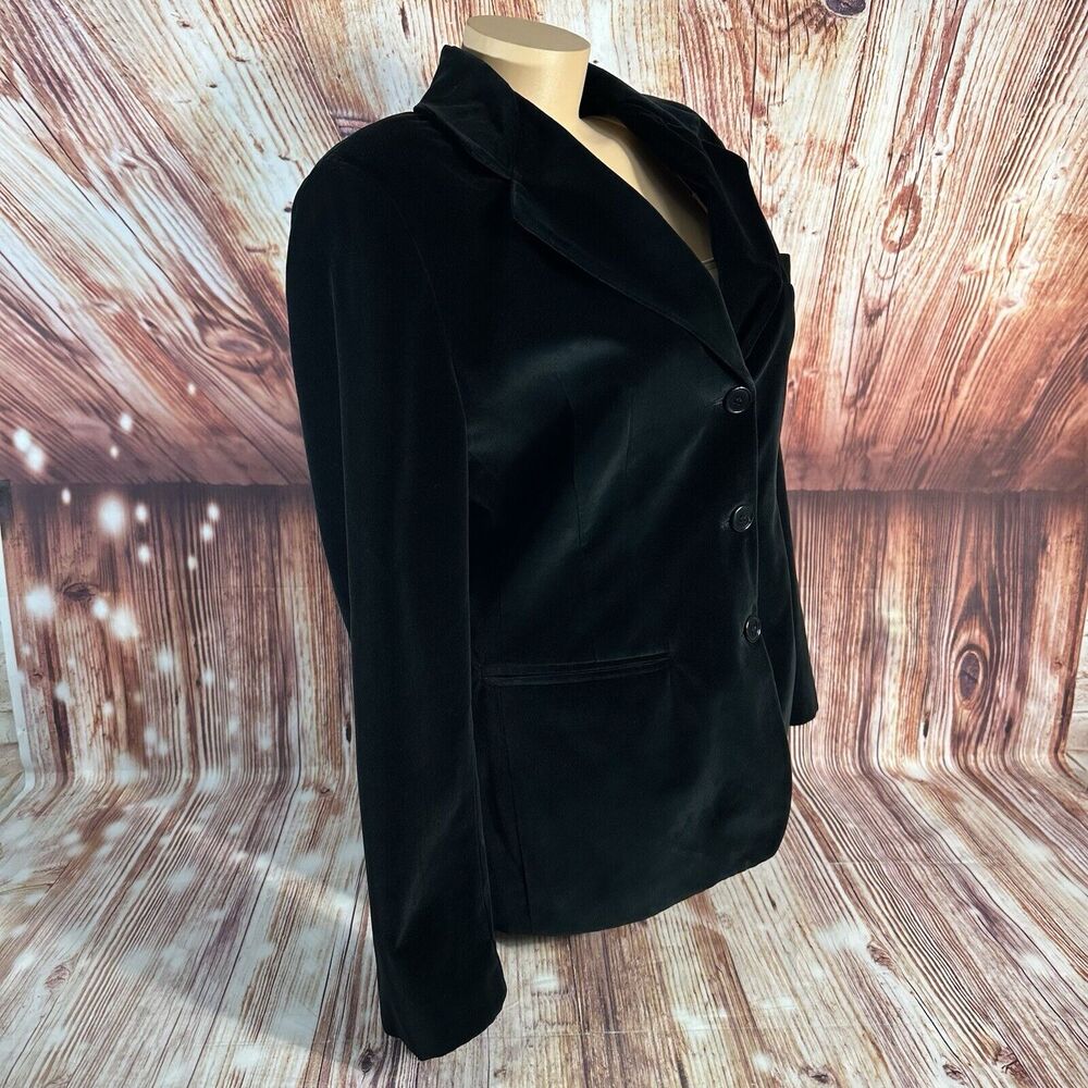 Vintage Liz Sport Size 8 Black Velvet Blazer Suit Coat Jacket Whimsigoth Witchy - Picture 2 of 10